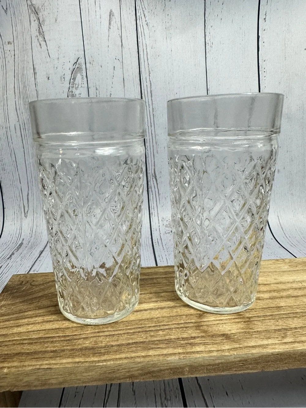 Vintage Anchor Hocking Quilted Diamond Point tumblers - Set of 2